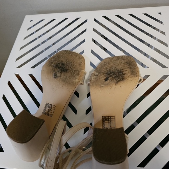 Forever 21 block heel 10 clear strap nude dress shoes - Picture 2 of 7